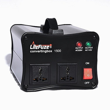LiteFuze convertingbox 1500 Watt Voltage Converter Transformer - Circuit Breaker - Lifetime Warranty - Popularelectronics.com